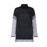 Women Knitted Sweater Autumn and Winter Striped Sweater Women's Loose