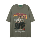 Men T Shirt Vintage Cartoon Printed Short Sleeve T-shirt