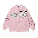 Women Jacket Detachable Cropped Jacket Embroidered Baseball Uniform