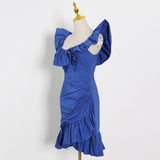 Women Dresses Dress Summer V-neck Short Hip Skirt (Qymy0409)