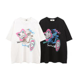 Men T Shirt Graffiti Short Sleeve T-shirt Men and Women Loose Couple Casual Tee