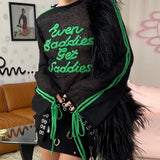 Women Knitted Sweater Loose Embroidered Woolen Top