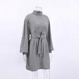 Women Dress Autumn and Winter Turtleneck Knitted Sweater Dress
