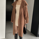 Women Cardigan Sweater Autumn Sweater Coat Lapel Loose Long Sweater W2353