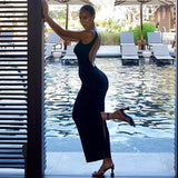 Women Dresses Spring Sexy Backless Slim Fit round Neck Sleeveless Split Dress