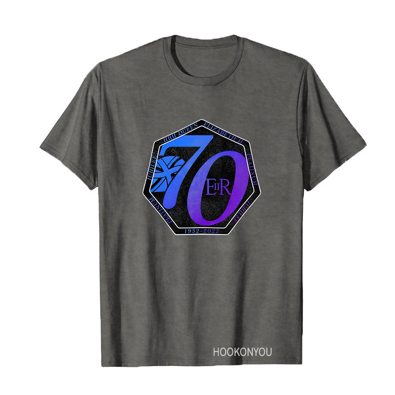 Inspired by Queen's Platinum Jubilee 2022 Elizabeth 70 Years T-shirt Printed round Neck Short Sleeve T-shirt