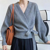 Women Knitwear Autumn Retro V-neck Sweaters Cardigan