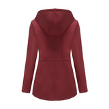 Women Trench Coat Long Cardigan Hooded Coat Outdoor Raincoat