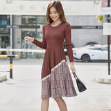 Women Maxi Dress Autumn and Winter round Neck Knitted Dress Dress