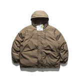 Unisex Winter Cotton Coat Zipper Pocket Hooded down Jacket Vintage Loose and Warm down Jacket