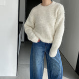 Women Winter Knitted Sweater round Neck Sweater Winter Cross Knitted Loose-Fitting Long Sleeve Sweater 1t2303