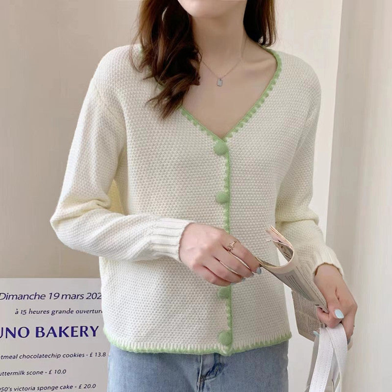 Women Knitwear Autumn V-neck Sweater Loose Knitted Cardigan