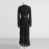 Women Dresses Spring Embroidery Mesh Dress Long Dress (Qymy0409)
