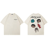 Men T Shirt Vintage Printed round Neck Short Sleeve T-shirt