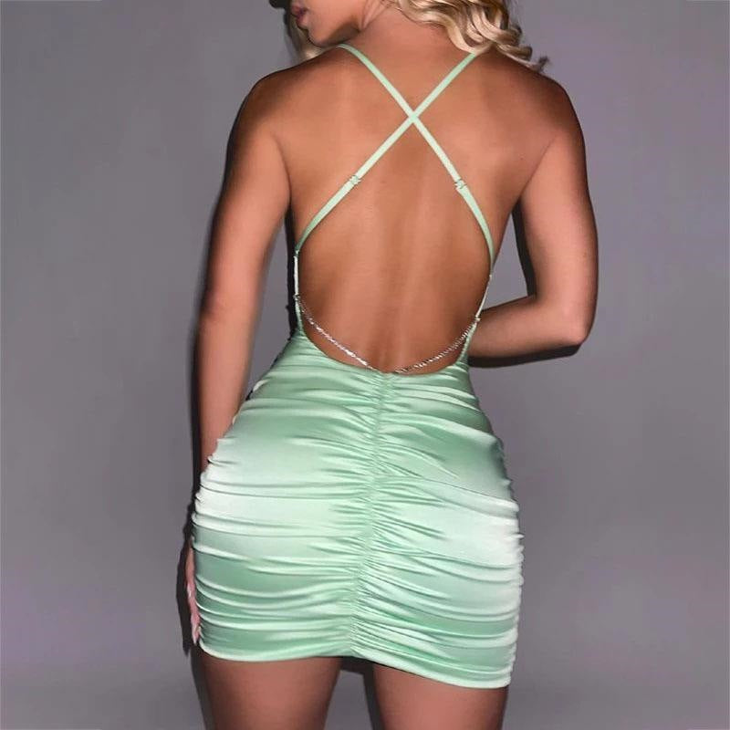 Women Dresses Backless Dress Female Summer Elegance Party Female Party Costume (Bla0420)
