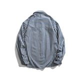 Unisex Shirts Autumn Vertical Striped Casual Shirt