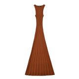 Women Dresses Summer round Neck Sleeveless Knitted Dress (Xds0414)