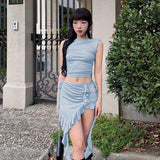 Women Dresses Summer Midriff-Baring Top Suit (Csm202404)