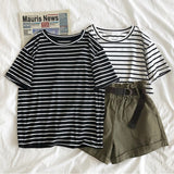 Women T-shirt Summer Stripes Short Sleeve Top Loose T-shirt