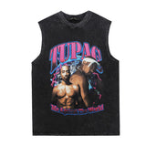 Men Vest Summer Vintage Vintage Rap Portrait Sleeveless T-shirt