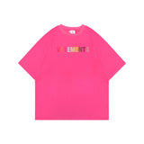 Vetements T Shirts VTM Rainbow Letter Rhinestone Loose Short Sleeve T-shirt