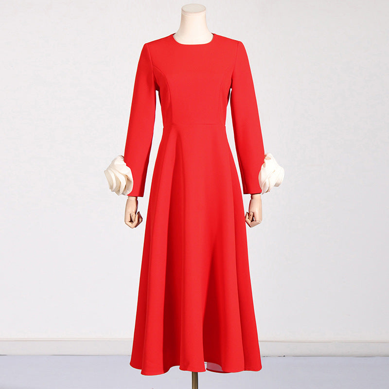 Women Dresses Spring round Neck Three-Dimensional Dress (Qymy0409)
