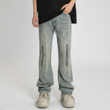 Men Jeans Worn Jeans Men's Retro Loose Straight Trousers