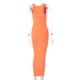 Women Dresses Sexy Dress Summer Sexy U Collar Sleeveless Slim Fit Skirt