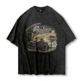 Men T Shirt Vintage Printed Wash Short Sleeve T-shirt