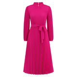 Women Date Dress Ol Slim Fit Long Dress Autumn and Winter Stand Collar Dress