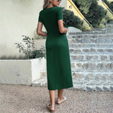 Women Dress V-neck Knitted Midi Dress