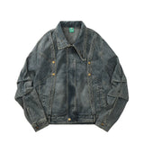 Women Jacket Denim Jacket Fall Lapels Long Sleeve Loose Wash Distressed Jacket