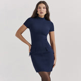 Women Dresses Short Sleeve Dress Spring Slim-Fit Hip-Wrapped Short Dress