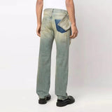 MIJKO Men's Vintage Pants MIJKO Men's Women's Washed Cow Trousers Ruined Pants Jeans