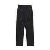 Men Sweatpants Loose Casual Pants Elastic Waist Pleated Pants-Foot Zipper Straight Wide-Leg Pants