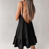 Corset Dress Slip Dress round Neck Sexy Backless Loose Satin Wrinkle Dress