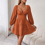 Women Dress Sexy Backless Puff Sleeve Dress