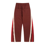 Men Sweatpants Casual Straight-Leg Sweatpants Zipper Color Contrast Patchwork Wide Leg Pants Sports Pants