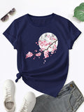 Floral Print Crew Neck T-Shirt, Casual Short Sleeve T-Shirt