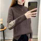 Women Knitted Pullover Sweater Autumn and Winter Turtleneck Loose Long Sleeve Sweater