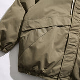 Unisex Winter Cotton Coat Pocket Decorative Hooded Cotton-Padded Coat Vintage Loose and Warm Cotton-Padded Coat
