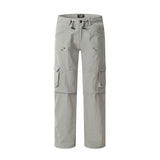 Men Sweatpants Multi-Pocket Pleated Overalls Loose Drawstring Sports Casual Pants Street Straight-Leg Trousers