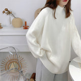 Women Knitted Pullover Turtleneck Autumn and Winter Loose Knitwear Top