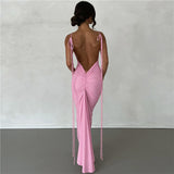 Women Dresses Summer Sexy Suspenders Backless Slim Fit Sheath Dress (Bla0420)