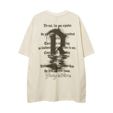 Men T Shirt Retro Alphabet Graffiti Printing Short Sleeve T-shirt