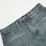 Women Long Skirt Split Denim Skirt Summer Retro Loose A- line Skirt