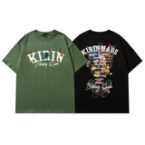 Men T Shirt Floral Print Crew Neck Couple T-shirt