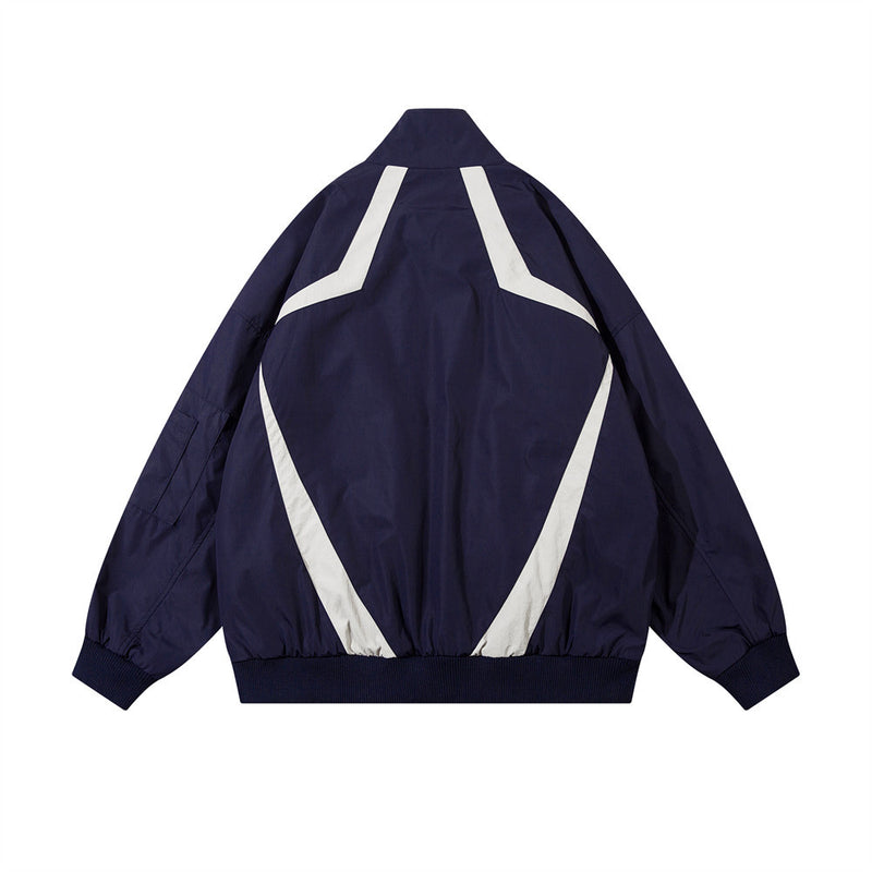 Men Jacket Coat Stitching Long-Sleeved Jacket Men's Spring and Autumn Loose Sports Pilot Jacket