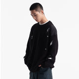 Unisex Winter Cotton Coat Perforated Hole Decoration round Neck Sweater