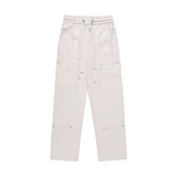 Men Sweatpants Solid Color Casual Trousers Elasticated Pants Wide-Leg Overalls